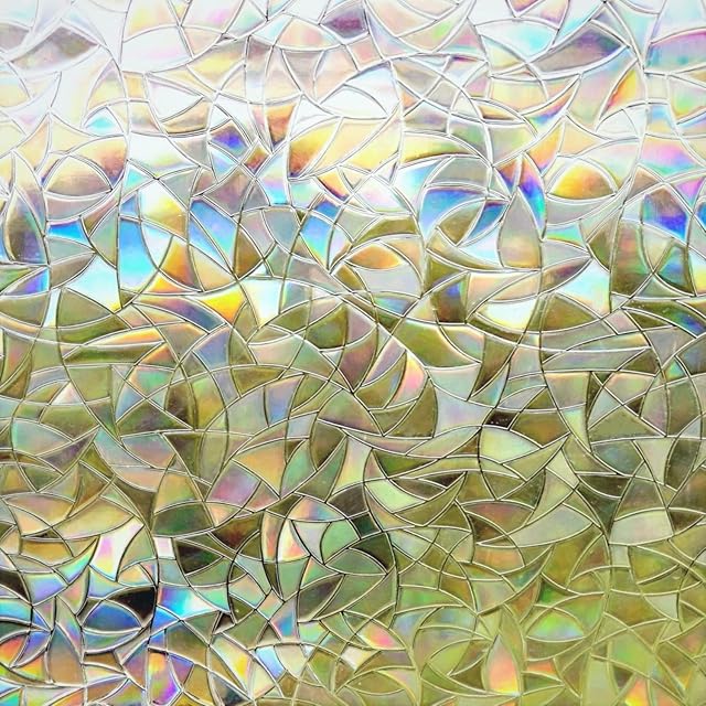 Finnez Anty-UV folia okienna 3D elektrostatyczna tęcza, efekt okienny, nieprzywierająca folia okienna do domu, biura, sypialni, kuchni, 44,5 x 200 cm