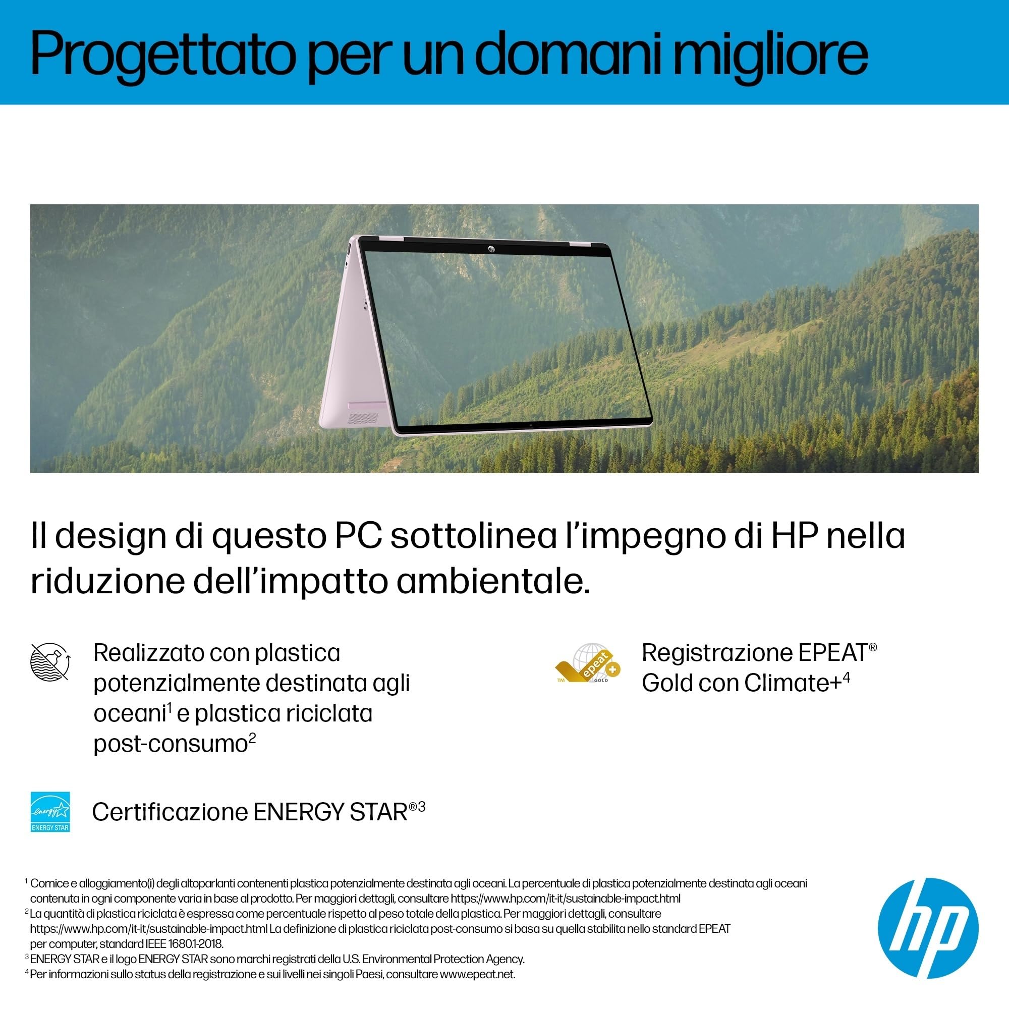 HP OmniBook 5 Flip 14-fp0003sl Notebook Intel Core 3 100U 8GB RAM 512GB SSD Windows 11 Convertibile Rosa Tastiera Italiana QWERTY