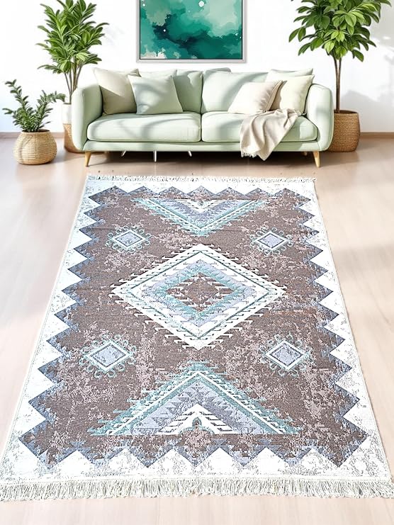 Rug Double Sided Usable Luxury Rug Washing Machine Washable Cotton Woven Rug