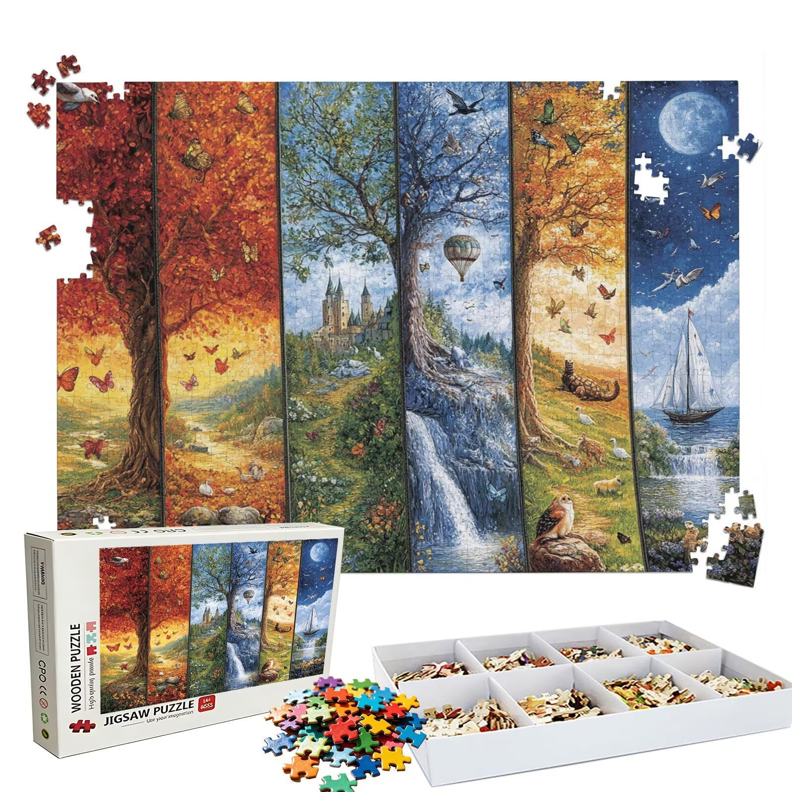 Puzzle 1000 elementów, abstrakcyjne drzewo (7), puzzle 1000 elementów dla dorosłych, klasyczne puzzle, trudne puzzle, drewniane puzzle do dekoracji bożonarodzeniowej, prezenty dla kobiet, dekoracja