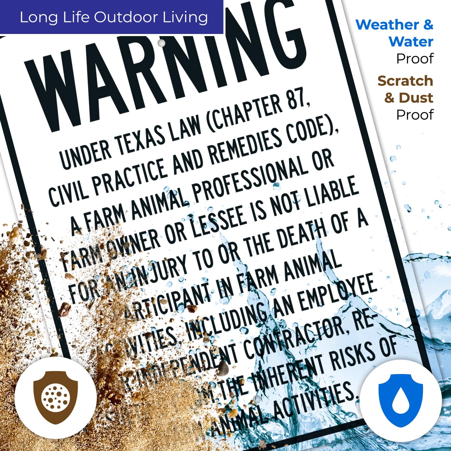 Warning Under Texas Law A Farm Animal Professional Sign, 18x24 Inches, Rust Free .063 Aluminum, Fade Resistant, Made in USA