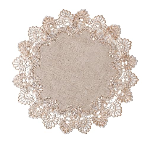 European Antique Jacquard Lace Table Doilies,Small Farmhouse Linen Embroidered Table