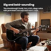 Vista 4 de Fender FA-125CE Dreadnought Cutaway Guitarra Acústica-Eléctrica Negra - Paquete con Funda, Correa, Cuerdas, Púas y DVD Instructivo de Austin Bazaar