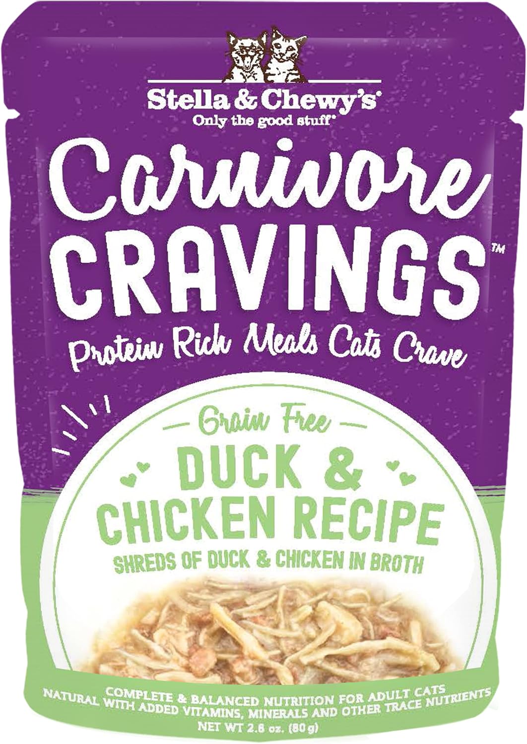 Stella & Chewy’s Carnivore Cravings Wet Cat Food Pouches – Grain Free, Protein Rich Meal, Topper or Treat – Duck & Chicken Recipe (2.8…