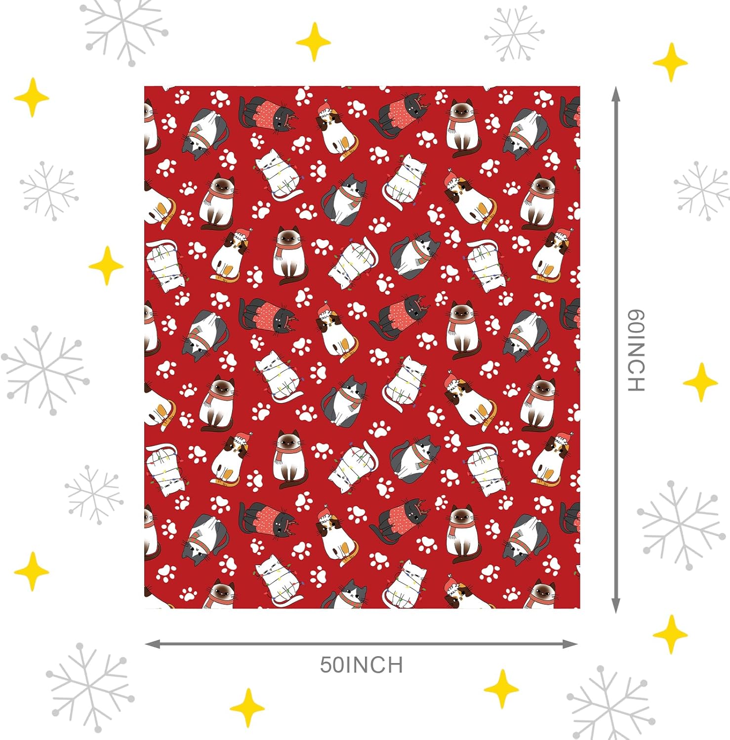 Cat Christmas Blanket Red Christmas Winter Throw Blanket 50x60 Inch Ultra Soft Cozy for Home Sofa Couch and Bed Gifts for Fridend Family