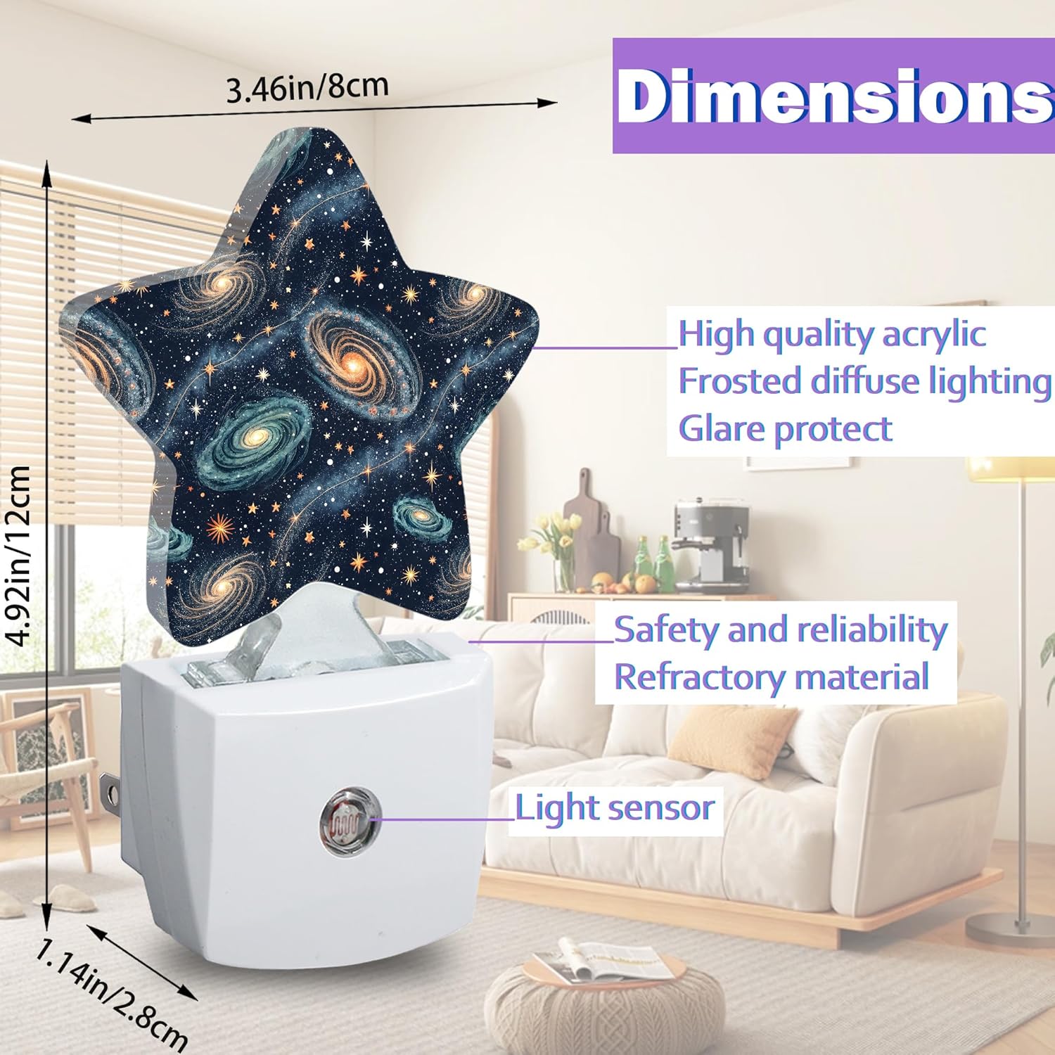 Night Lights Plug Into Wall Decorative,Space Nebula Nightlights for Kids Bedroom, Space Nebula Energy Efficient Dusk-to-Dawn Sensor Sleep Friendly Lamp for Nursery Bathroom