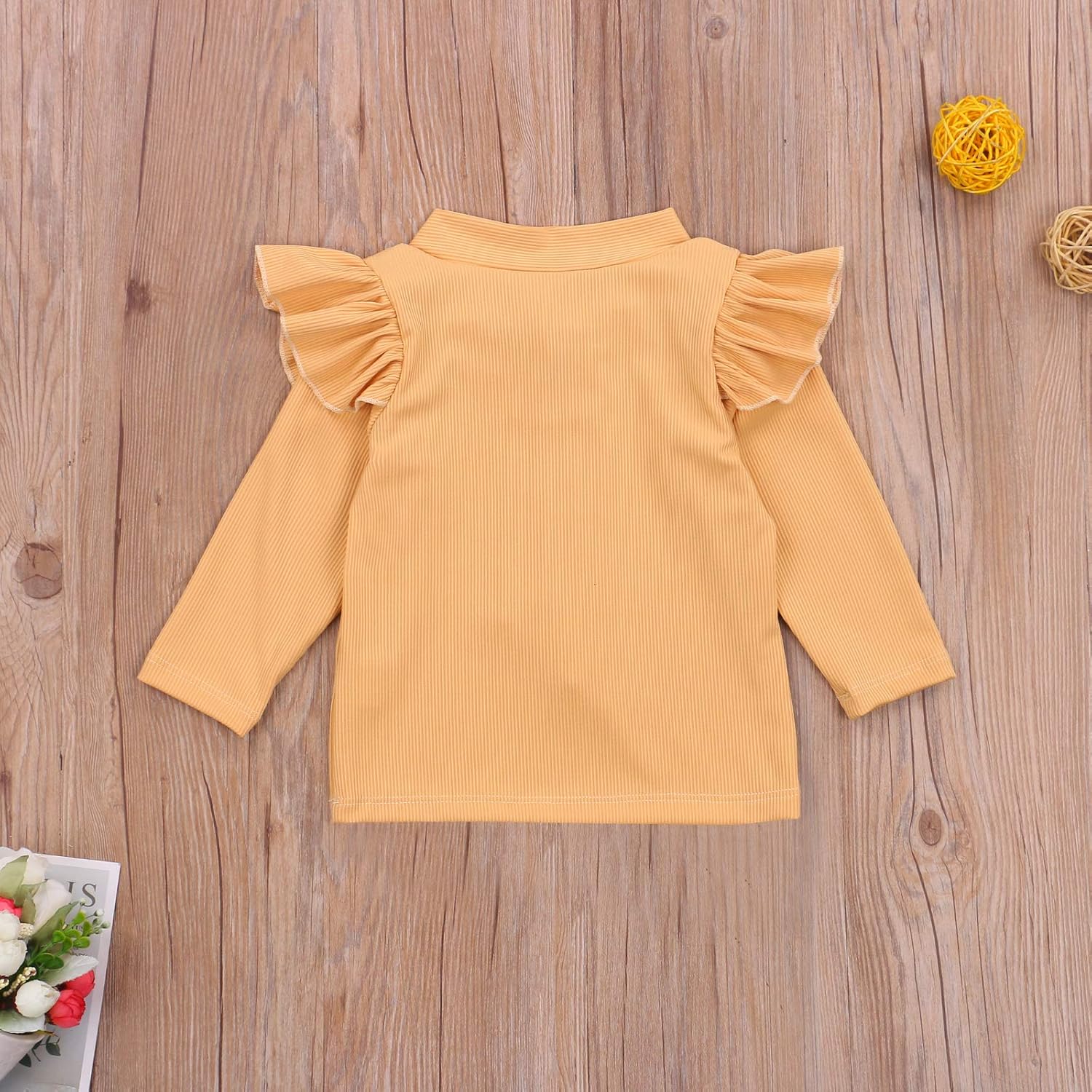 Toddler Kids Baby Girl Long Sleeve Knit Blouse Ruffled Shoulder T-Shirt Top with Adjustable Straps: Clothing, Shoes & Jewelry