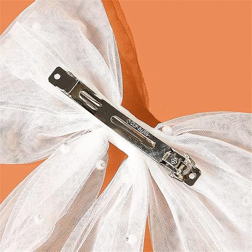 Miniatura 5 de aoozleny Clip de velo de velo para novia, horquillas de velo con pinzas para el cabello con lazo de malla de perlas (negro)