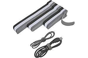 90 PCS Reusable Cable Ties, Elastic Gray Velcro Cable Management Strap for...
