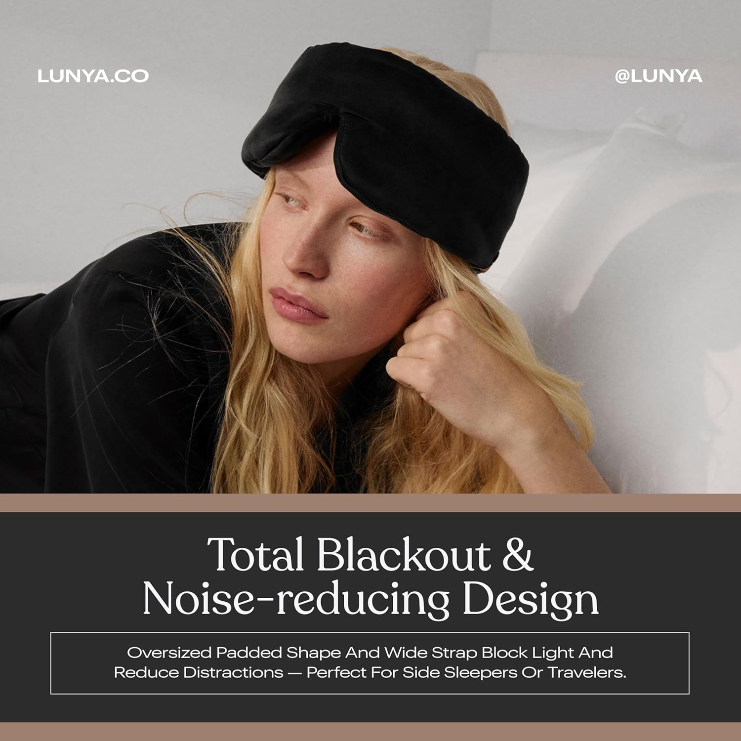 Lunya Weighted Silk Sleep Mask – Mulberry Silk Eye Cover with Cooling Glass Beads, Noise-Reducing Fit, Washable Fabric, and Travel Pouch – Sleeping Mask for Men and Women - Black – Small - Image 3