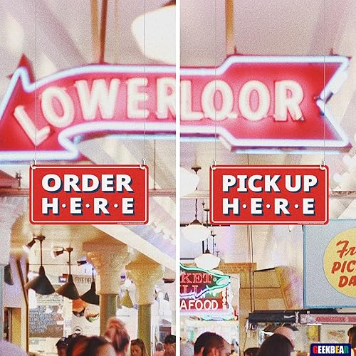 Miniatura 9 de GEEKBEAR Letreros para pedir aquí y recoger aquí (negro)  Paquete de 2, 12 x 6 pulgadas  Diseño premium que no se decolora con ganchos especiales