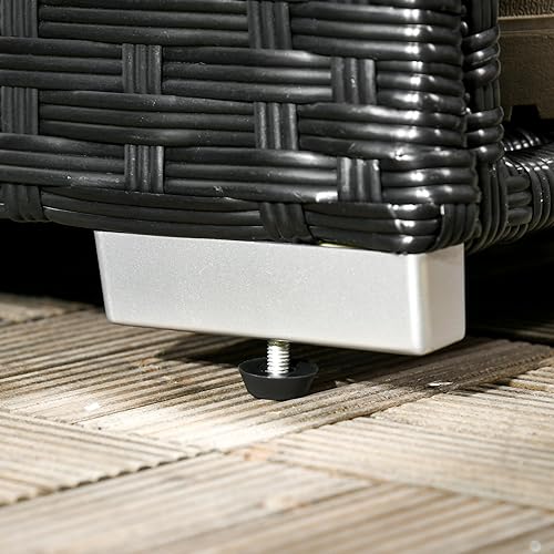 Miniatura 8 de Outsunny Caja de cubierta y almacenamiento de zapatos, toallero de mimbre de ratán PE con forro para interiores, exteriores, cojines de muebles de