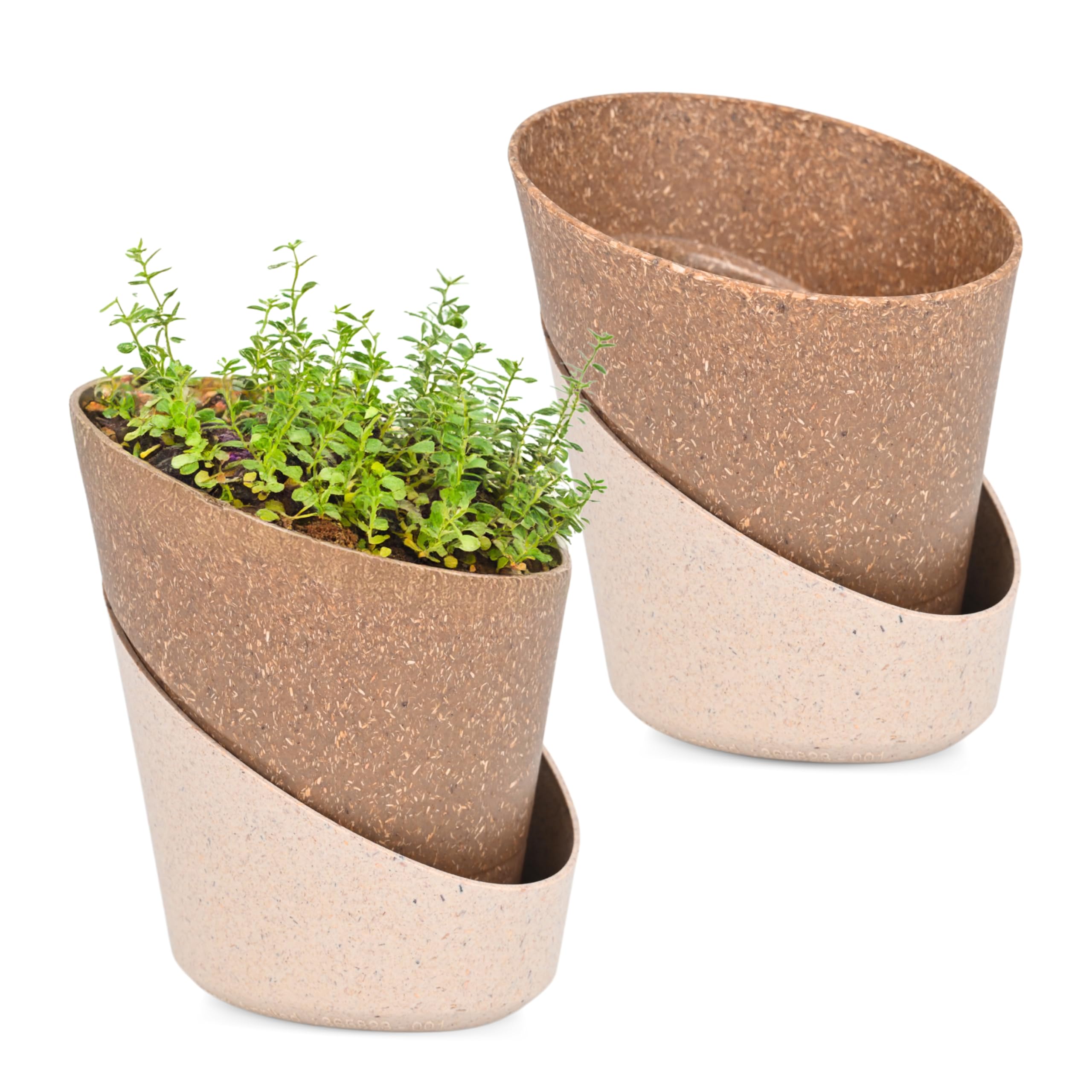 Eha Earth Friendly EcoBloom Self Watering Pots for Plants | 7 Inch, Set of 2 | Bamboo Based and UV Protected Planters | Pots for Indoor Plants | for Home Decor, Outdoor, Balcony & Garden | Tortilla (B0D8VMNRNN) Amazon Price History, Amazon Price Tracker