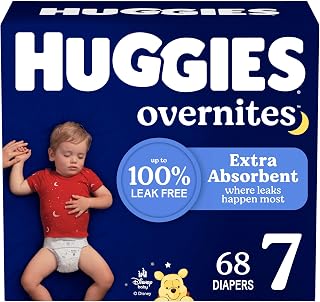 Huggies Overnites Size 7 Overnight Diapers 68 Ct (41+ lbs) - #1 Leak-Free Nighttime Protection for Babies