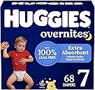 Huggies Size 7 Overnites Baby Diapers: Overnight Diapers, Size 7 (41+ lbs), 68 Ct (2 Packs of 34), Packaging May Vary
