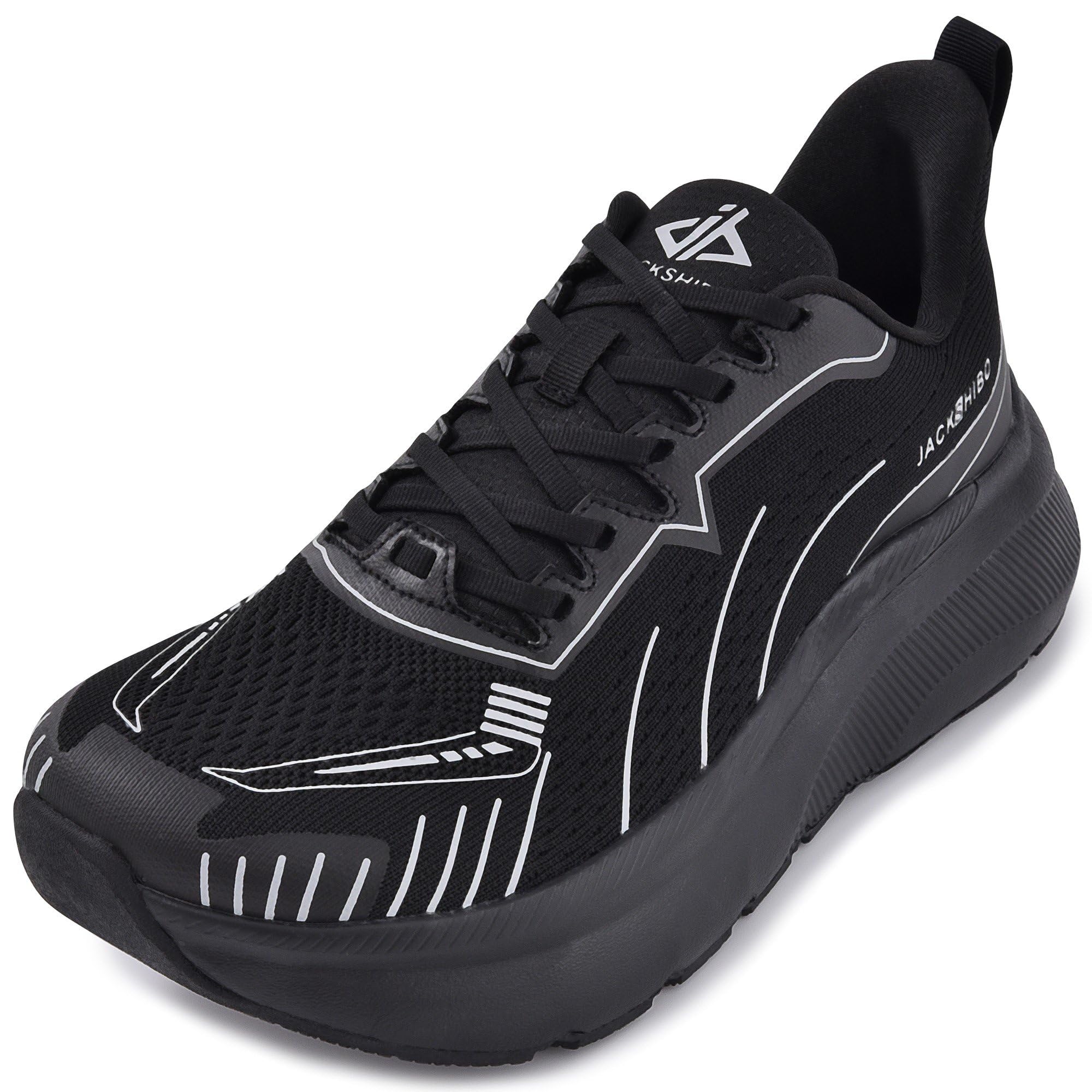 JACKSHIBO Slip in Men Hands Free Wide Toe Box Shoes Slip on Arch Support Wide Sneakers for Running Walking Tennis Athletic Plantar Fasciitis