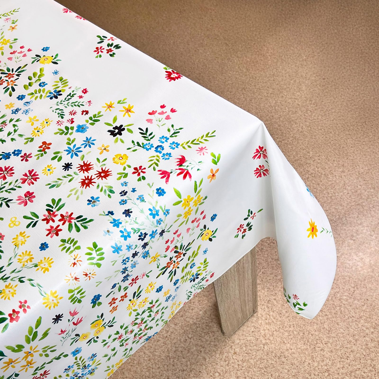 Tovaglia plastificata 140x500 cm | Tovaglia antimacchia in PVC adatta agli alimenti | Tovaglia per esterno impermeabile per giardino e cucina | Tovaglia resistente alle intemperie | Fiori Colorati