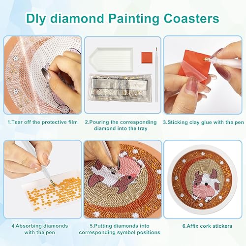 Miniatura 6 de TINMI ARTS Kits de pintura por números - Ox 5D Diamond Dotz Kits de pintura de diamante para niños de 6 a 8 años, kit de marco para principiantes,