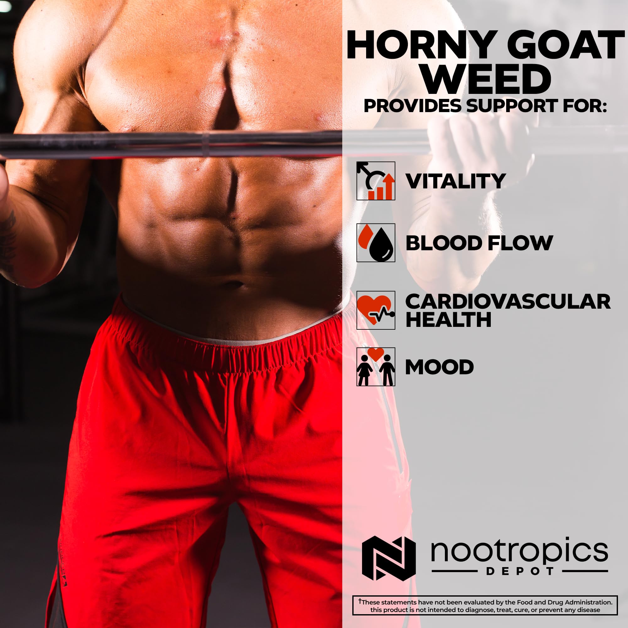 Nootropics Depot Horny Goat Weed Capsules | 200mg | 30 Count | Minimum 50% Icariin | Epimedium brevicornum — Amazon image 5