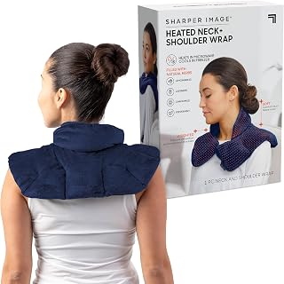 Sharper Image Microwavable Heated Neck & Shoulder Wrap with Lavender Aromatherapy - Hot/Cold Pain Relief for Tension, Headaches & Stress