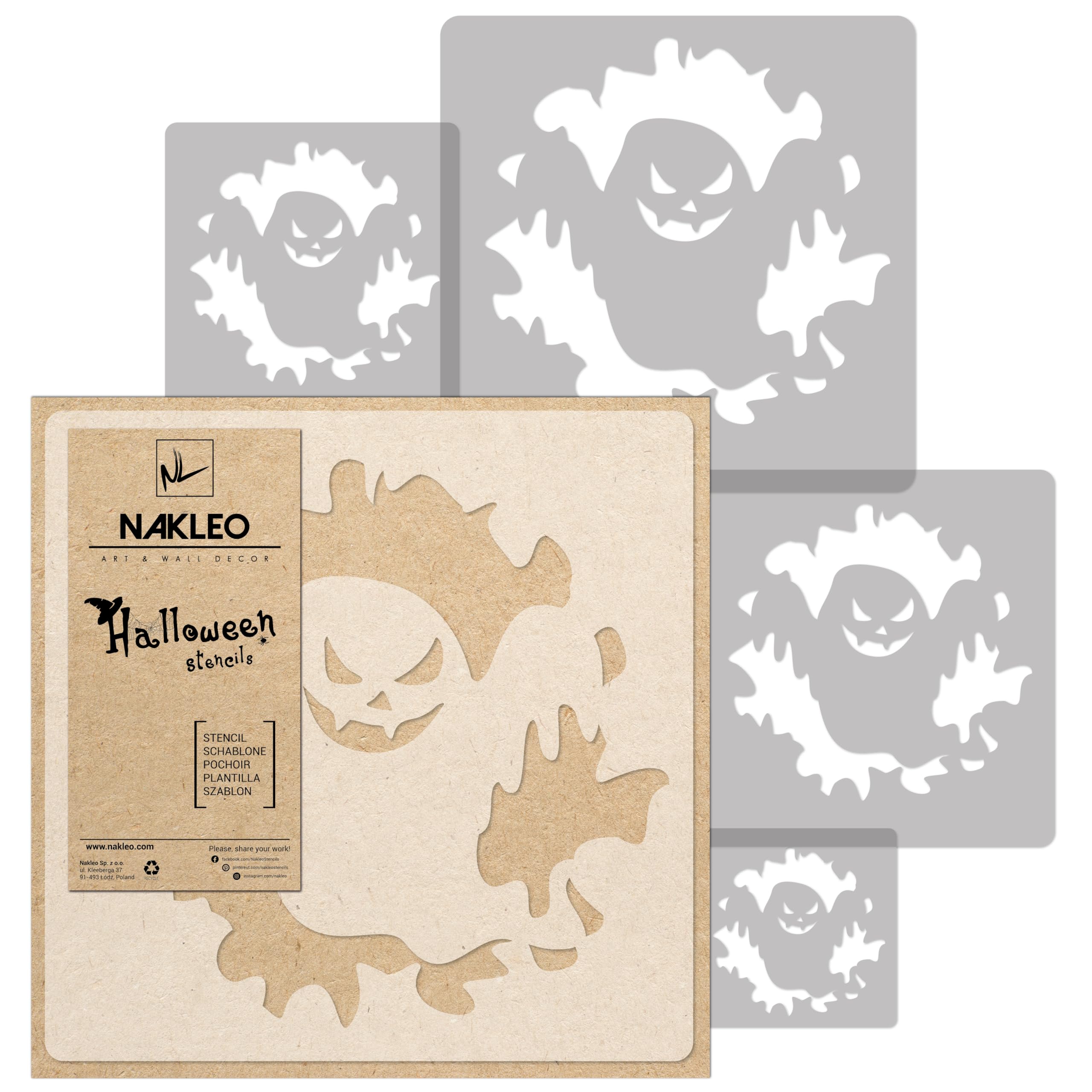 Pochoirs Halloween NAKLEO anti-bavure pour peinture sur meuble et mur