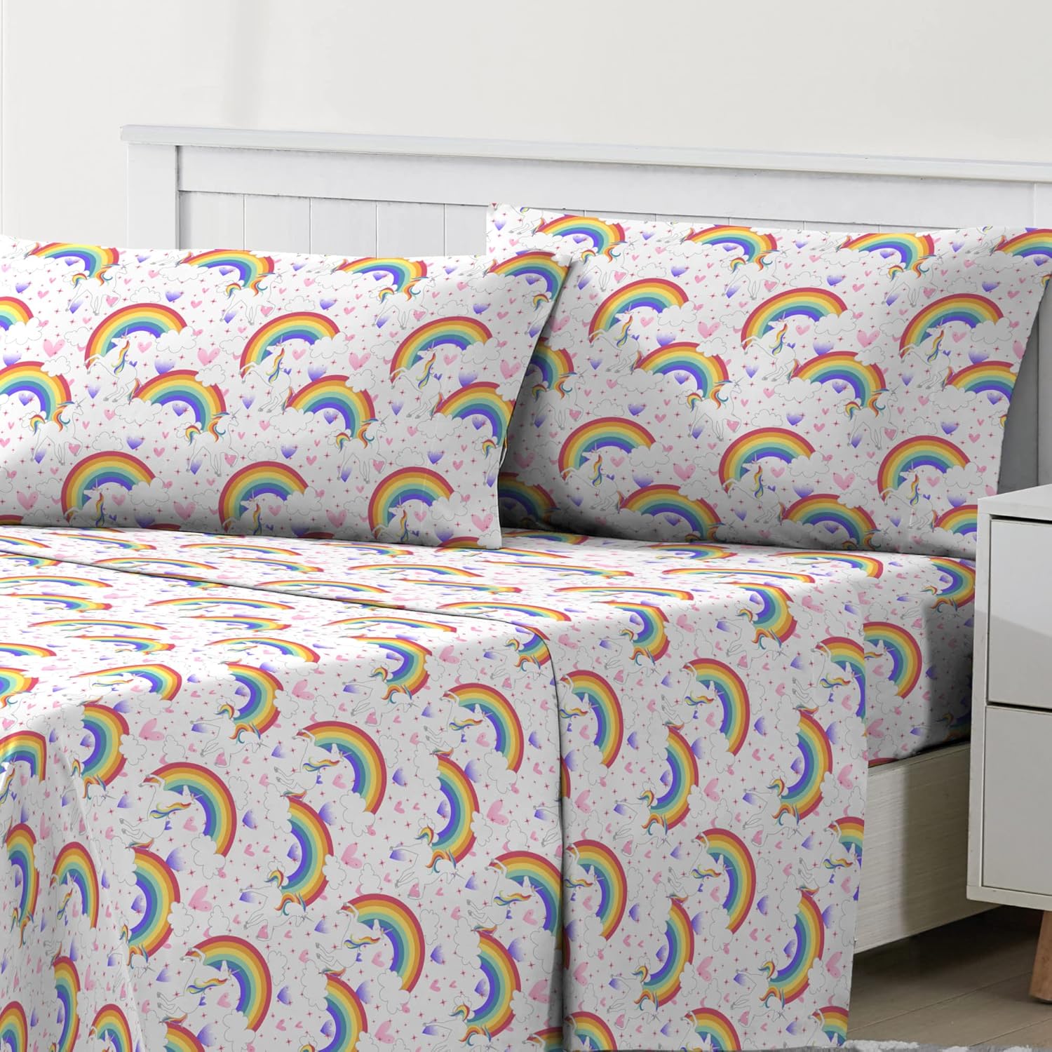 Dream Factory Kids Sheet Set Lightweight Microfiber Bed Sheets Super Soft Easy Wash Cozy Bedding 10” Pocket - Full, Blue Sharks