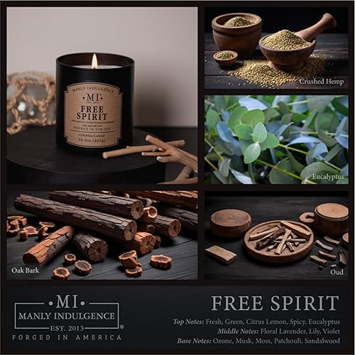 Miniatura 2 de Manly Indulgence Vela perfumada en frasco, colección clásica, espíritu libre, 16.5 onzas, negro, hasta 60 horas de combustión