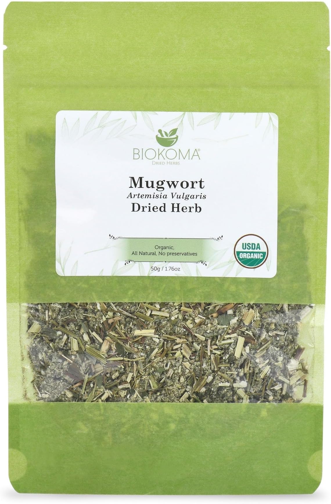 Biokoma Pure and Organic Mugwort Dried Herb 50g (1.76oz) In Resealable Moistu...