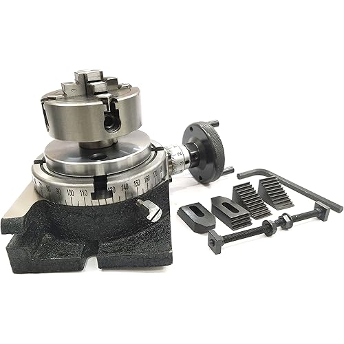MILLING INDEXING 4"/ 100 ROTARY TABLE QUALITY PRECISION HORIZONTAL VERTICAL WITH SUITABLE M6 CLAMP KIT & SMALL CHUCK (WITH 70 MM 4 JAW INDEPENDENT CHUCK)