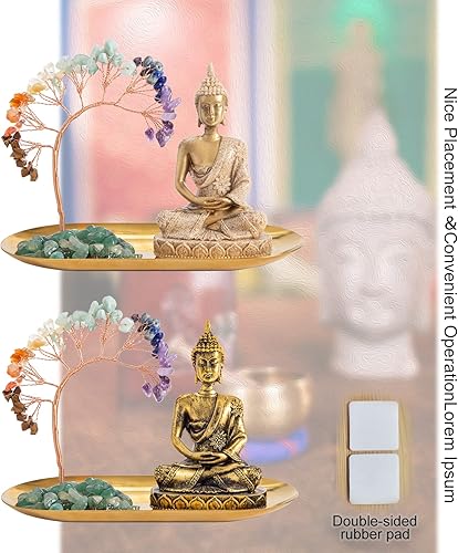 Miniatura 6 de PIMAIMAI Estatua de Buda de árbol de cristal de 7 chakras decoración de meditación de yoga regalos de Buda estanterías escritorio decoración del