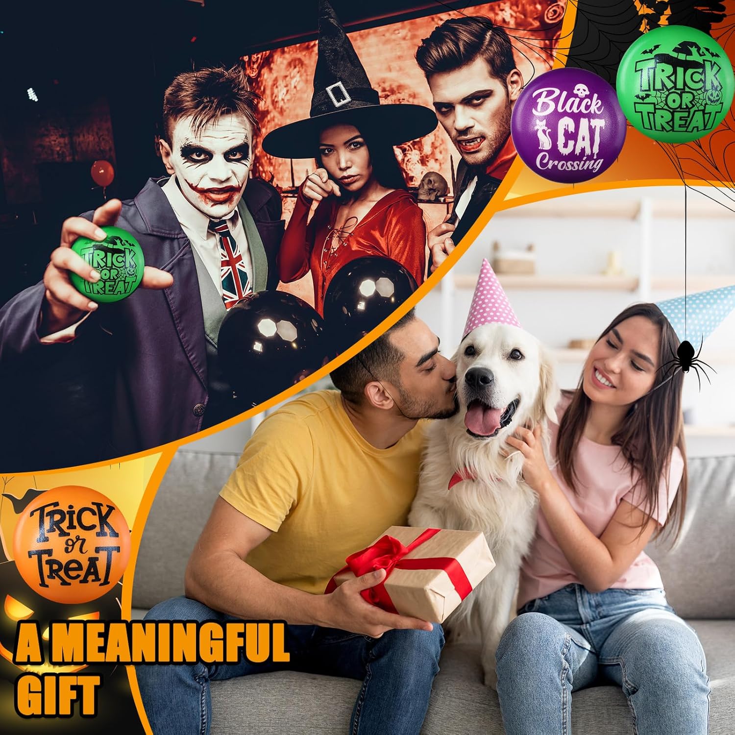108 Pcs Halloween Stress Ball Bulk 2 Inch Assorted Soft Foam Squeeze Relief Toy Ghost Icons Hilarious Text Gift Stress Squeeze Ball Foam PU Press for Halloween Party Favor Carnival Reward - Image 7