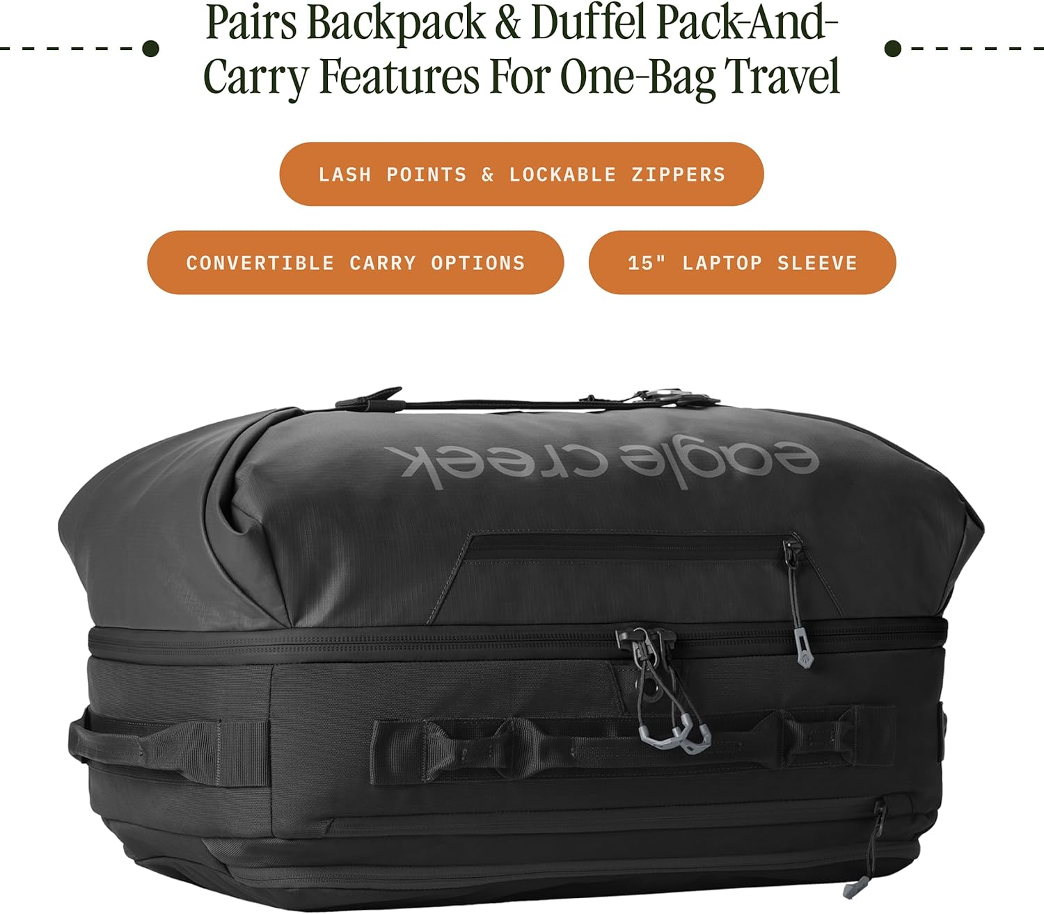 eagle creek Tour Travel Pack 40L – Lightweight, Carry-On Size Backpack with Expandable Storage, Laptop Compartment - Has Travel-Ready Features for Global Adventures - Black