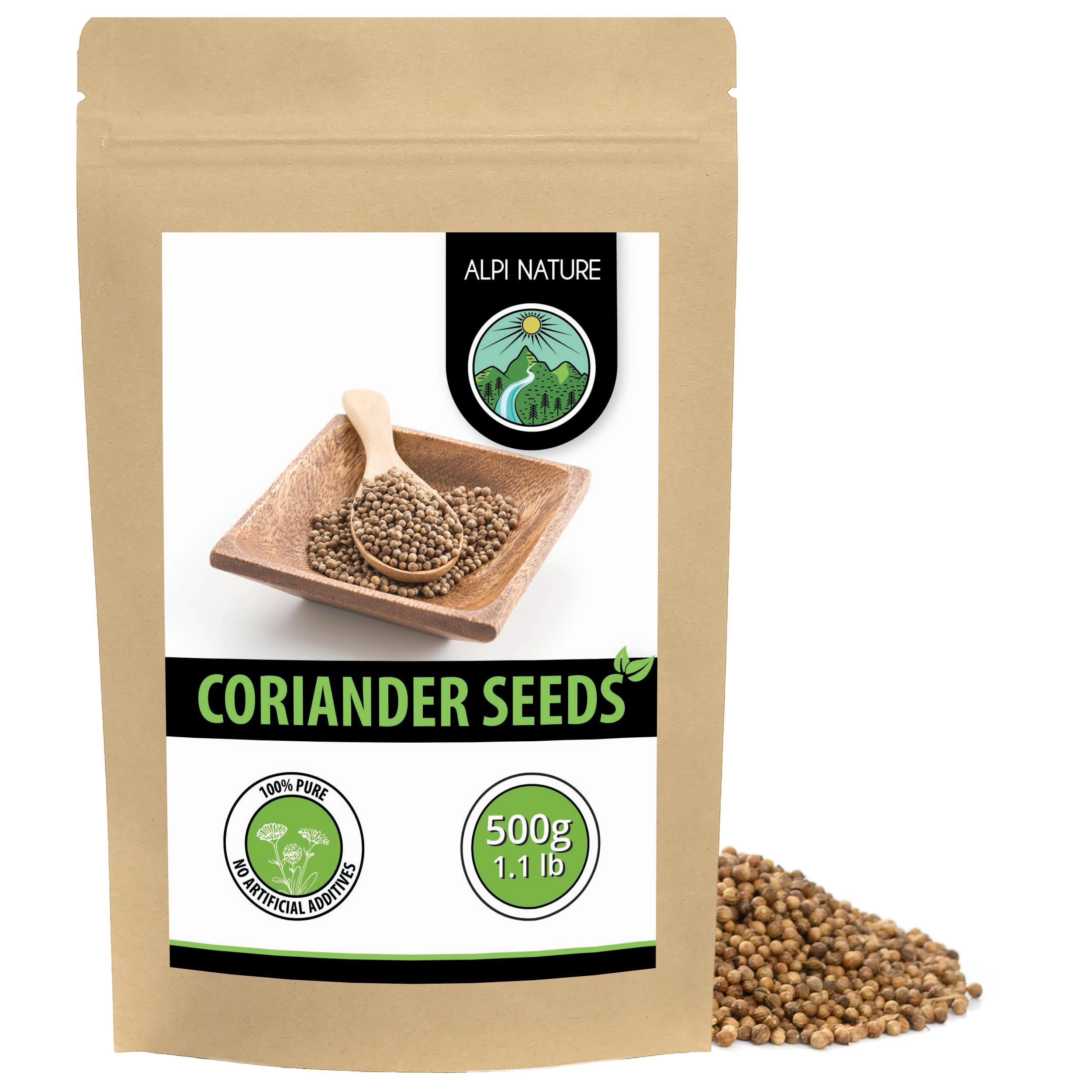 Alpi Nature Coriander Seeds 500g 1.1 lb, Whole Raw Coriander Seeds for Cooking and Spice Blends