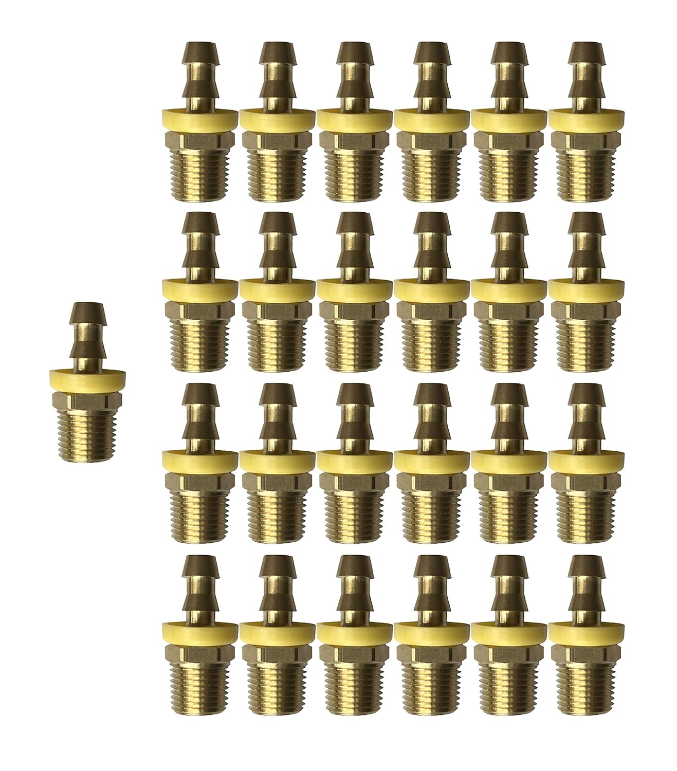 sky-w Easy Lock Brass Fittings, Push-On Connector, Hose Barb To Male Pipe (25, 3/8" Hose ID x 1/4" Male NPT)