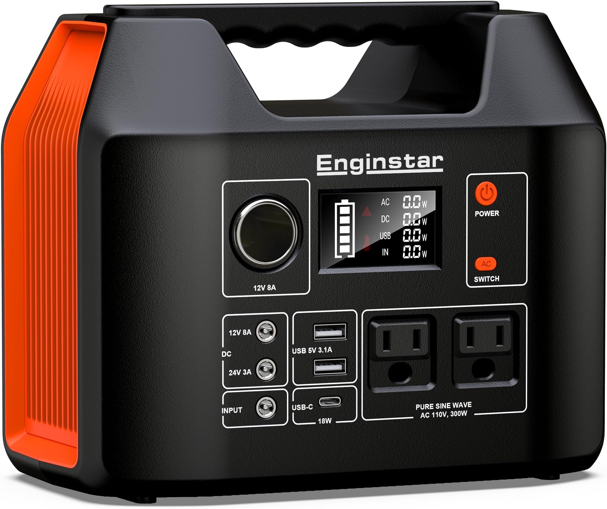 EnginStar Portable Power Station 300W 296Wh Battery Bank with 110V Pure Sine ...
