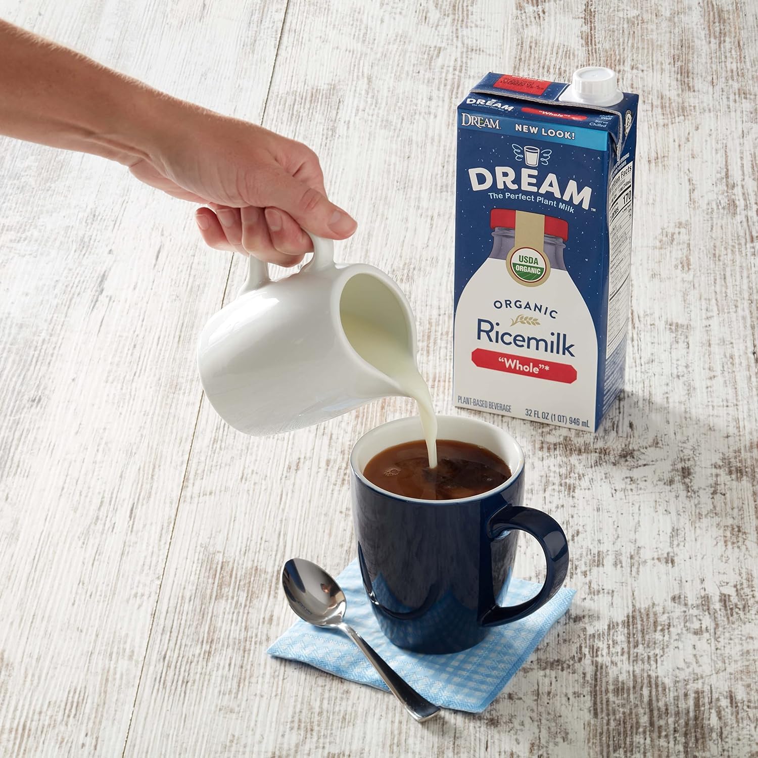 Dream Organic Whole Rice Milk, Vegan Dairy Alternative, Lactose-Free, Shelf Stable, Original, 32oz (Pack of 6)