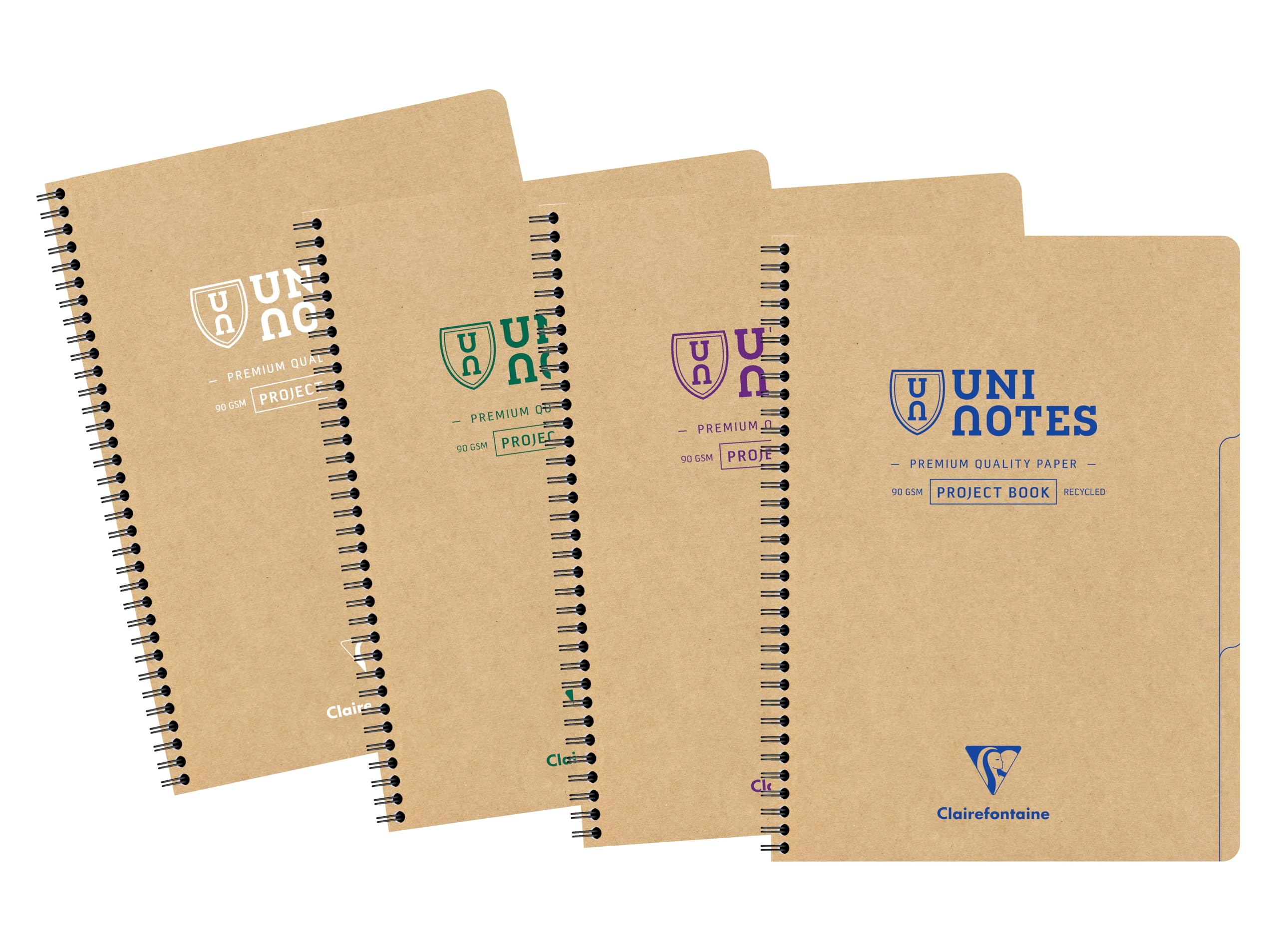 Clairefontaine 9862Cpack Lot 5 cahier spirale Uninotes recyclé A4 160p