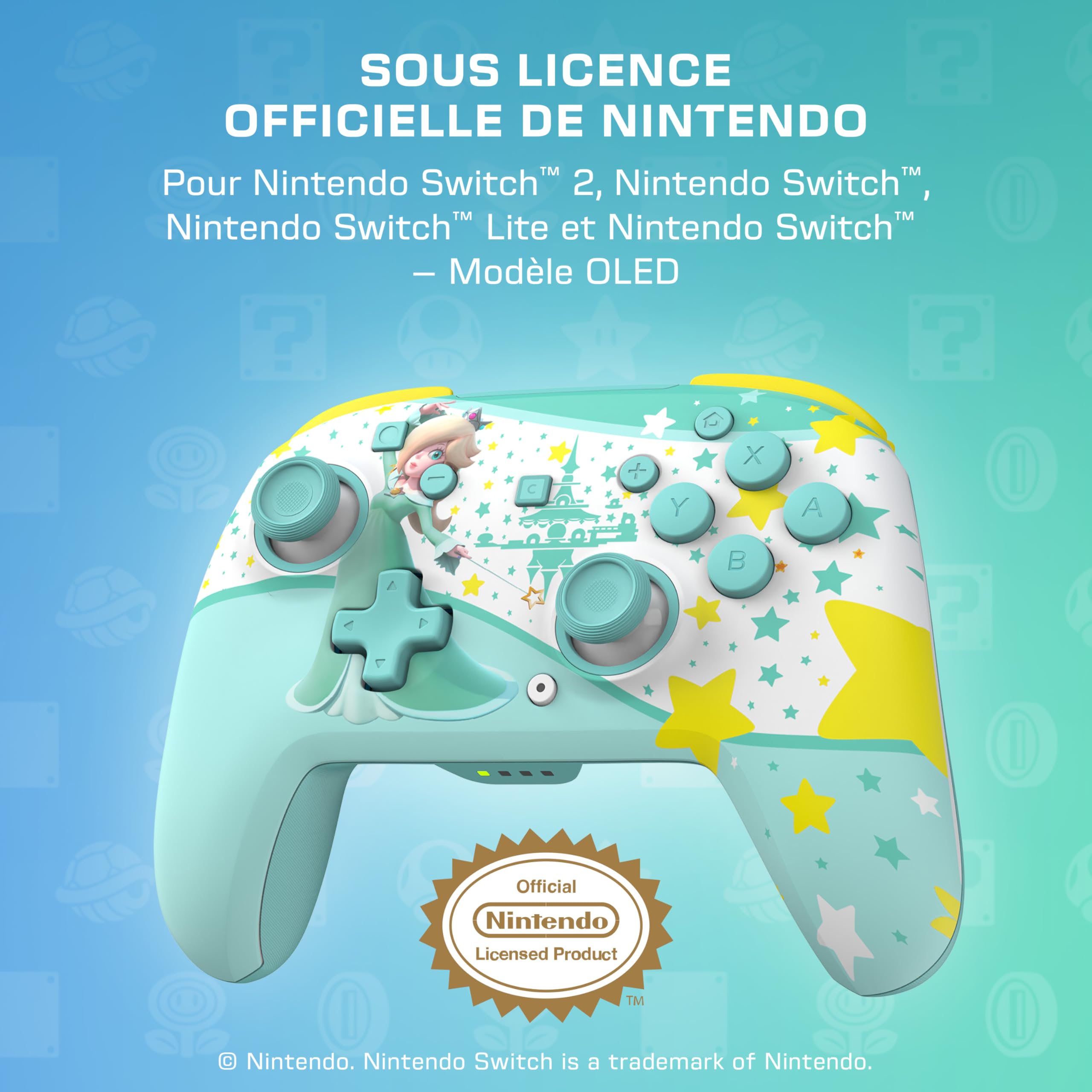Turtle Beach Rematch Rosalina manette sans fil sous licence officielle pour Nintendo Switch 2 avec batterie rechargeable, RGB e sticks TMR