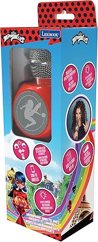 Miniatura 3 de Lexibook Micrófono inalámbrico milagroso con altavoz y luces, Bluetooth, función de cambio de voz, efectos de luz, puerto micro SD, USB, platarojo,