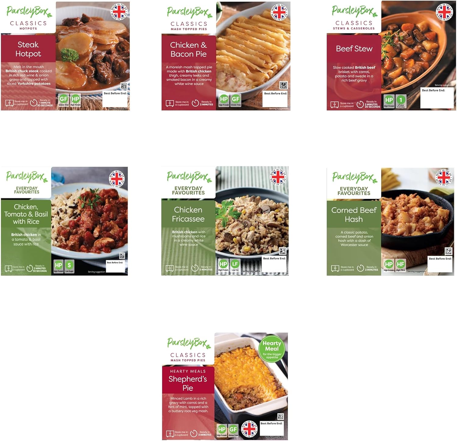 Calorie Conscious Ready Meal Variety Box Parsley Box Microwavable