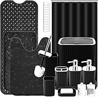 Vista 73 de Bathroom Accessories Set - 25PC Bathroom Sets with Shower Curtain and Rugs, Orange Bathroom Accessories with Trash Can, Soap Dispenser, Soap Dish &