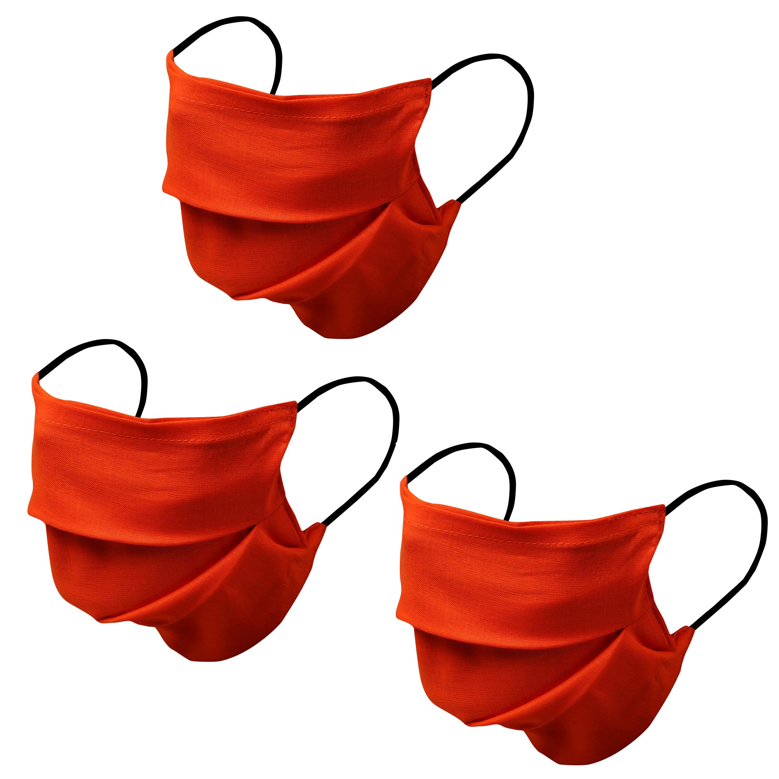 Touchstone Anti Pollution Smog Smoke Cold Cough Protective Cotton Face Masks soft filter pocket nose bridge double layer Reusable Machine Washable for men, women. (Pack of 3). Orange
