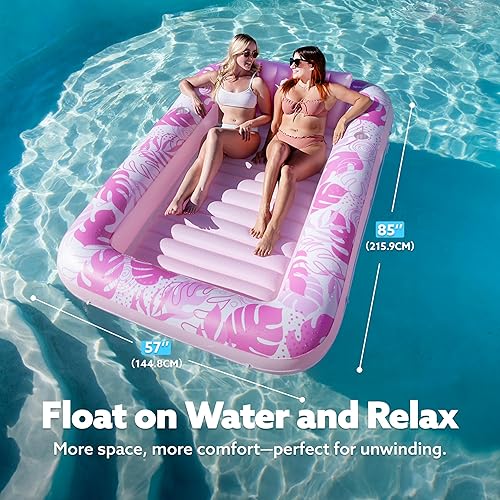 Miniatura 2 de Sloosh Flotador inflable para piscina de bronceado para adultos, 85 x 57 pulgadas, flotadores extra grandes de 85 x 57 pulgadas, flotadores para