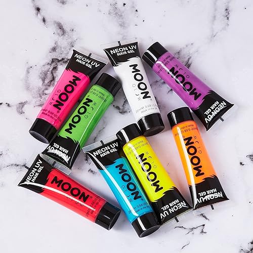 Miniatura 3 de Moon Glow - Gel para el cabello Blacklight Neon UV - Juego de 8 tubos de 0.67 oz - Tinte temporal para el cabello - Spike and Glow!