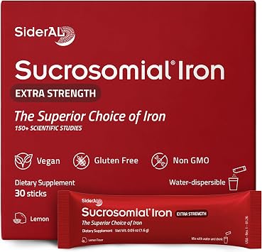 Extra Strength Sucrosomial Iron Supplement for Women and Men - Clinically Proven to Increase Levels Without Side Effects, Gentle on Stomach, 7X Higher Absorption for Anemia & Energy, Drink Mix, 30ct