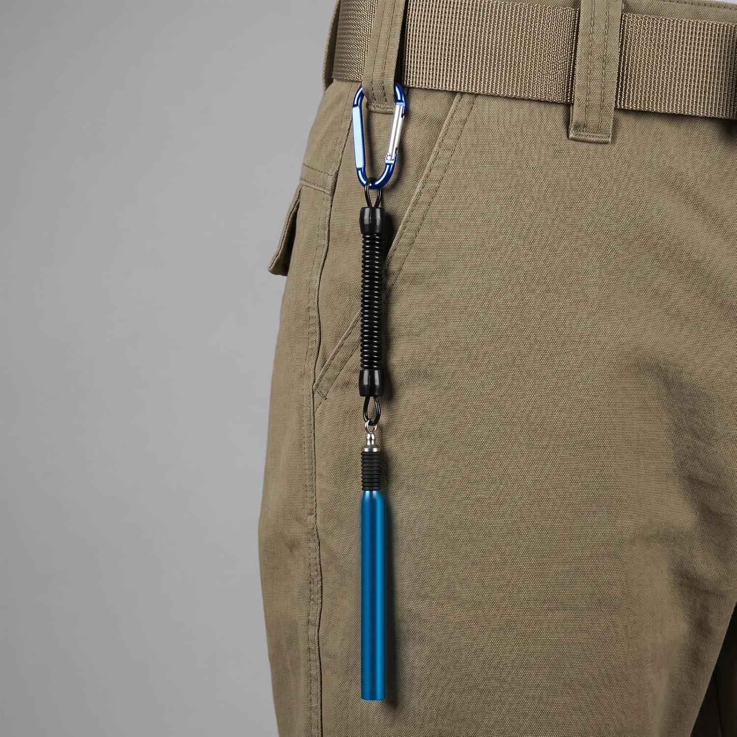 Worm Rigging Tool Blue and Lanyard with Detachable O Rings | Aluminum Alloy Body, Rubber Tube Protector, for Wacky Soft Plastic Worms and Soft Bait on Bass Fishing Trips
