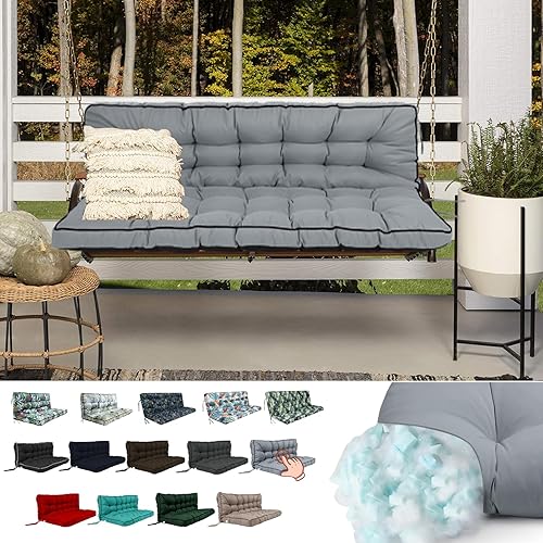 Miniatura 30 de Cojines de columpio para porche, cojines de columpio de 55 pulgadas para muebles de exterior, impermeables, repuesto de cojín grueso mejorado,