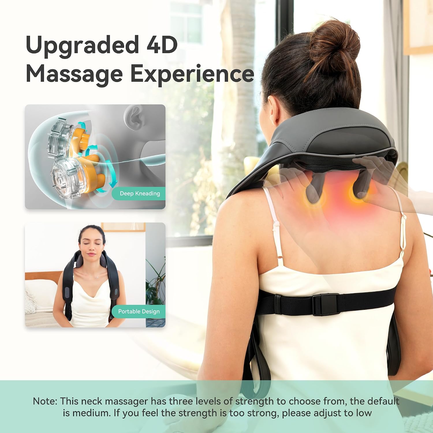 Snailax Cordless Neck Shoulder Massager with Heat for Pain Relief Deep Tissue, Upgraded 4D Kneading, Shiatsu Back Neck Massager Pillow for Neck, Shoulders Back, Gifts for Men... 3 Snailax Cordless Neck Shoulder Massager with Heat for Pain Relief Deep Tissue, Upgraded 4D Kneading, Shiatsu Back Neck Massager Pillow for Neck, Shoulders Back, Gifts for Men... - Image 2