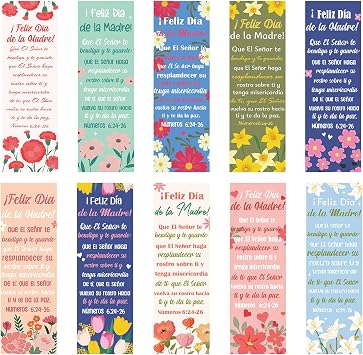 200 Pcs Mothers Day Bookmarks, Spanish Religious Bible Verse Bulk Paper Bookmark Church Gifts for Mom, Christian Inspirational Quotes Book Mark Gift for Women Mama Reading Lover