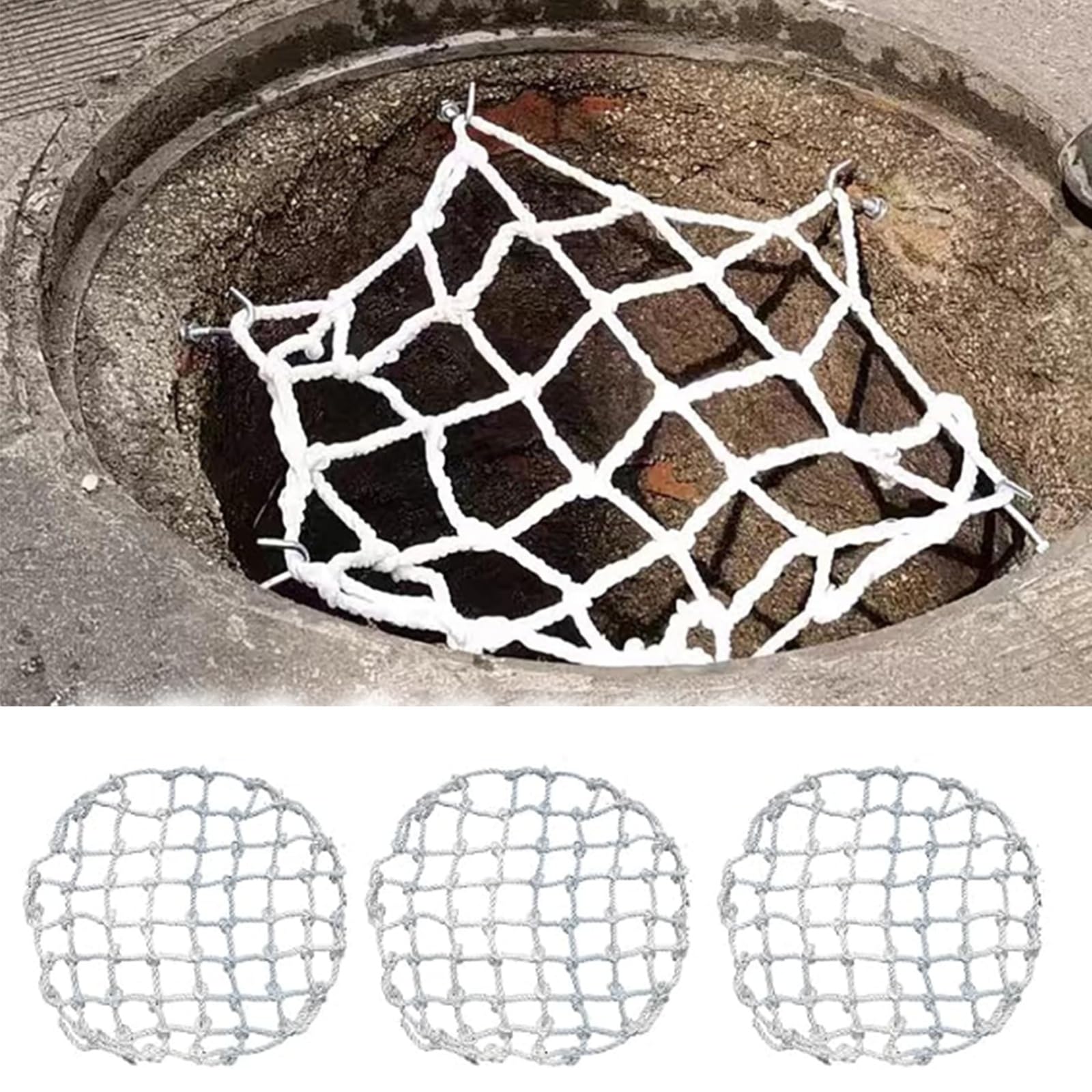 Schacht Absturznetz 2/3 Packung Klärgruben-Abwasserbrunnen-Rundschutznetze | Schachtabdecknetz Für Städtische Gehwege/Landschaftsflächen/Gras(3pack,Dia-60cm/23.6inch)